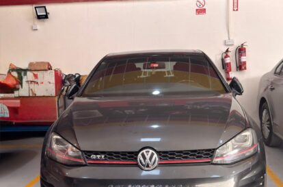 Volkswagen GTI front view inside WagenKenner Dubai workshop during service inspection