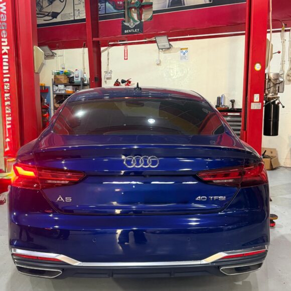Audi parked inside the WagenKenner workshop in Dubai