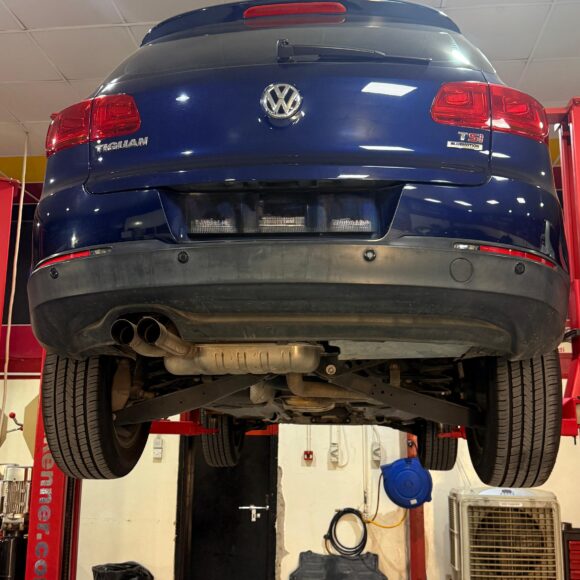 Volkswagen undergoing engine diagnostics at WagenKenner in Al Quoz, Dubai